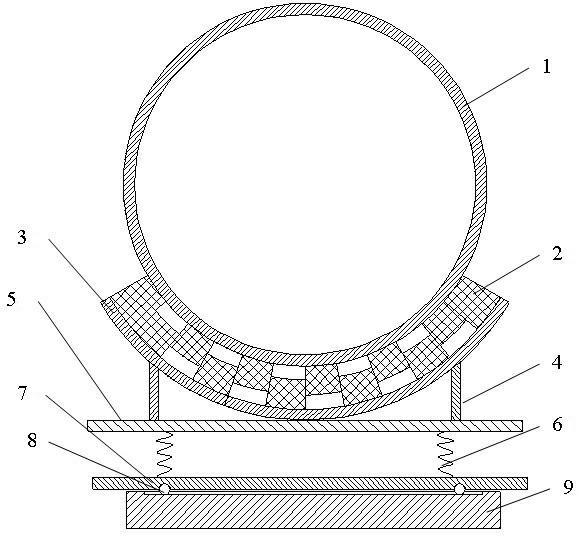 Double-layer vibration damper with temperature varying pipeline capable of stretching freely
