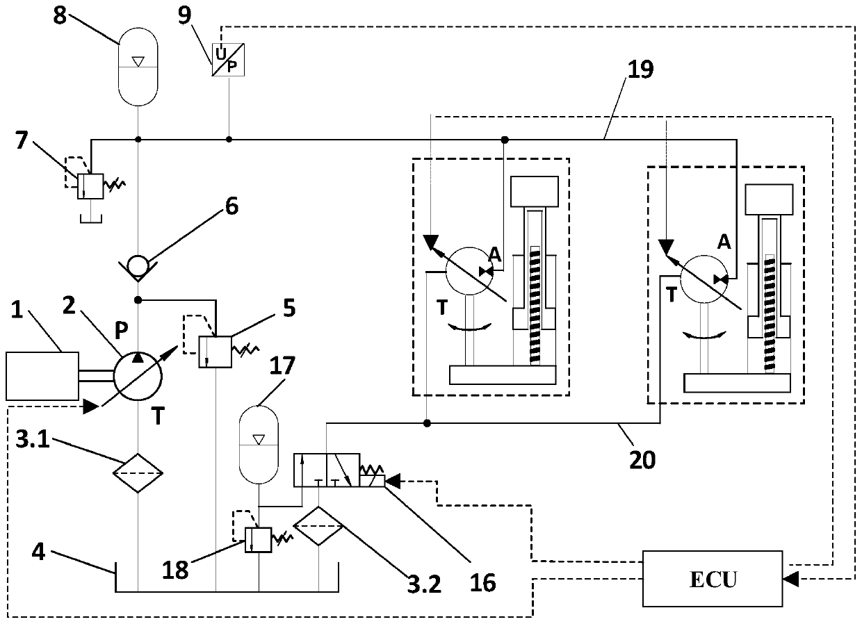 A vertical lifting device driven by a hydraulic-electric hybrid drive