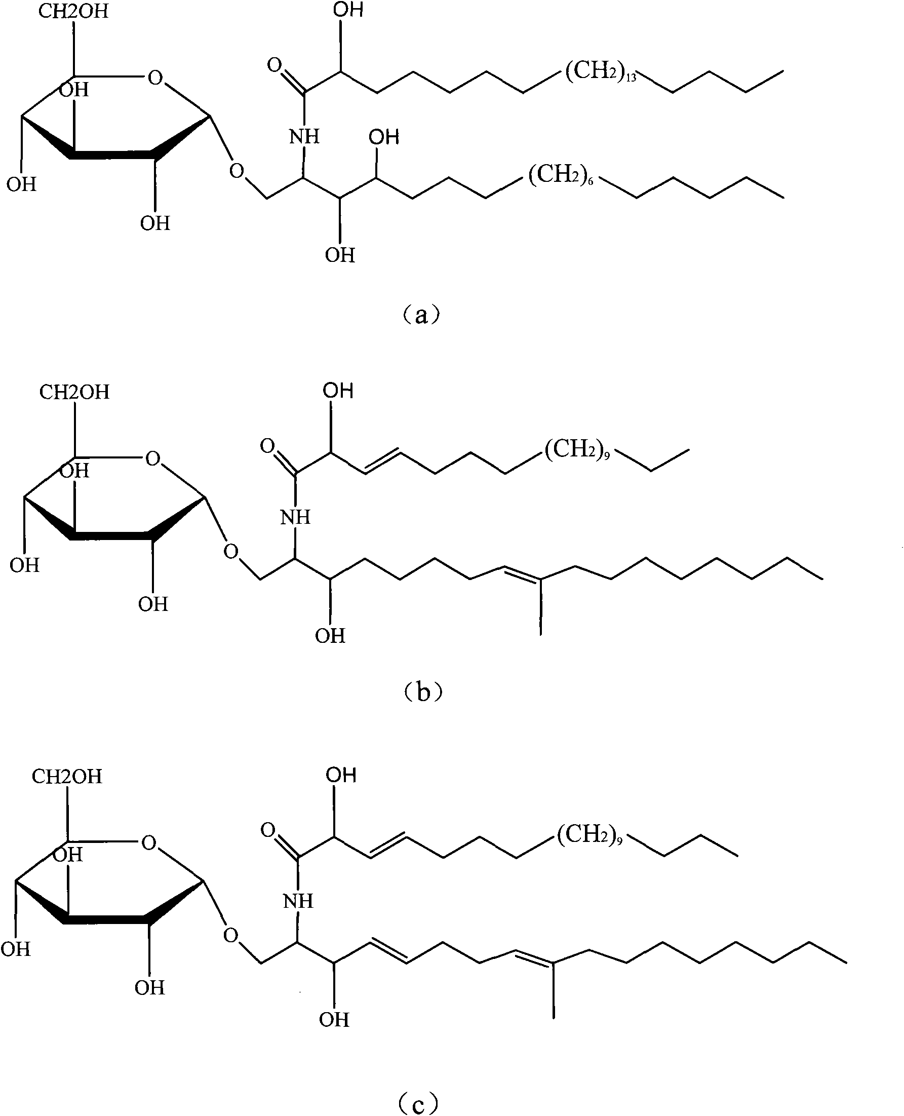 Preparation, purification and content detection methods for cerebroside