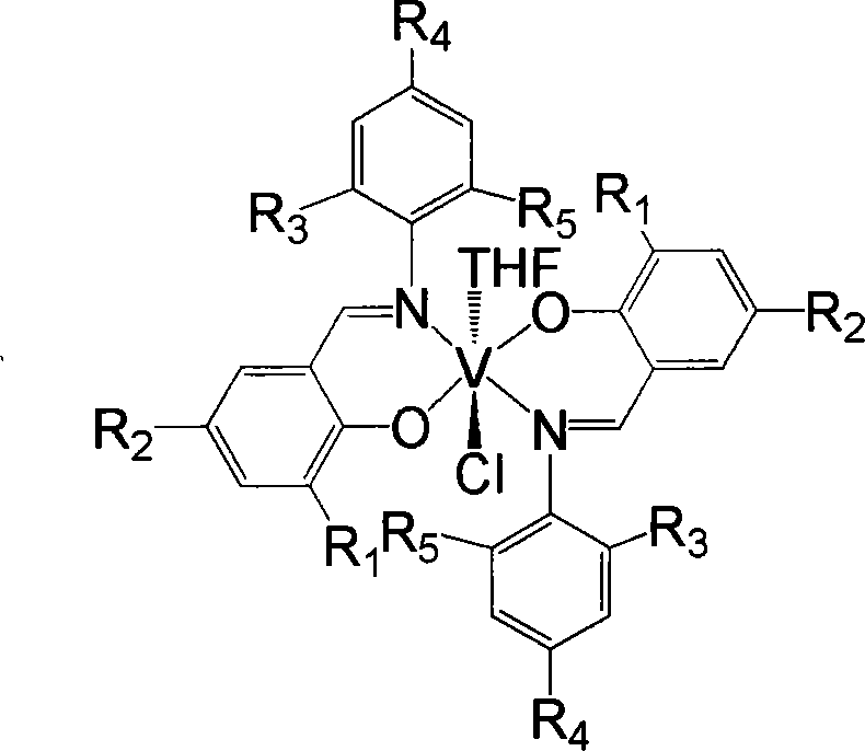 Bis-salicylaldehyde imine vanadium olefin polymerization catalyst as well as preparation method and use thereof