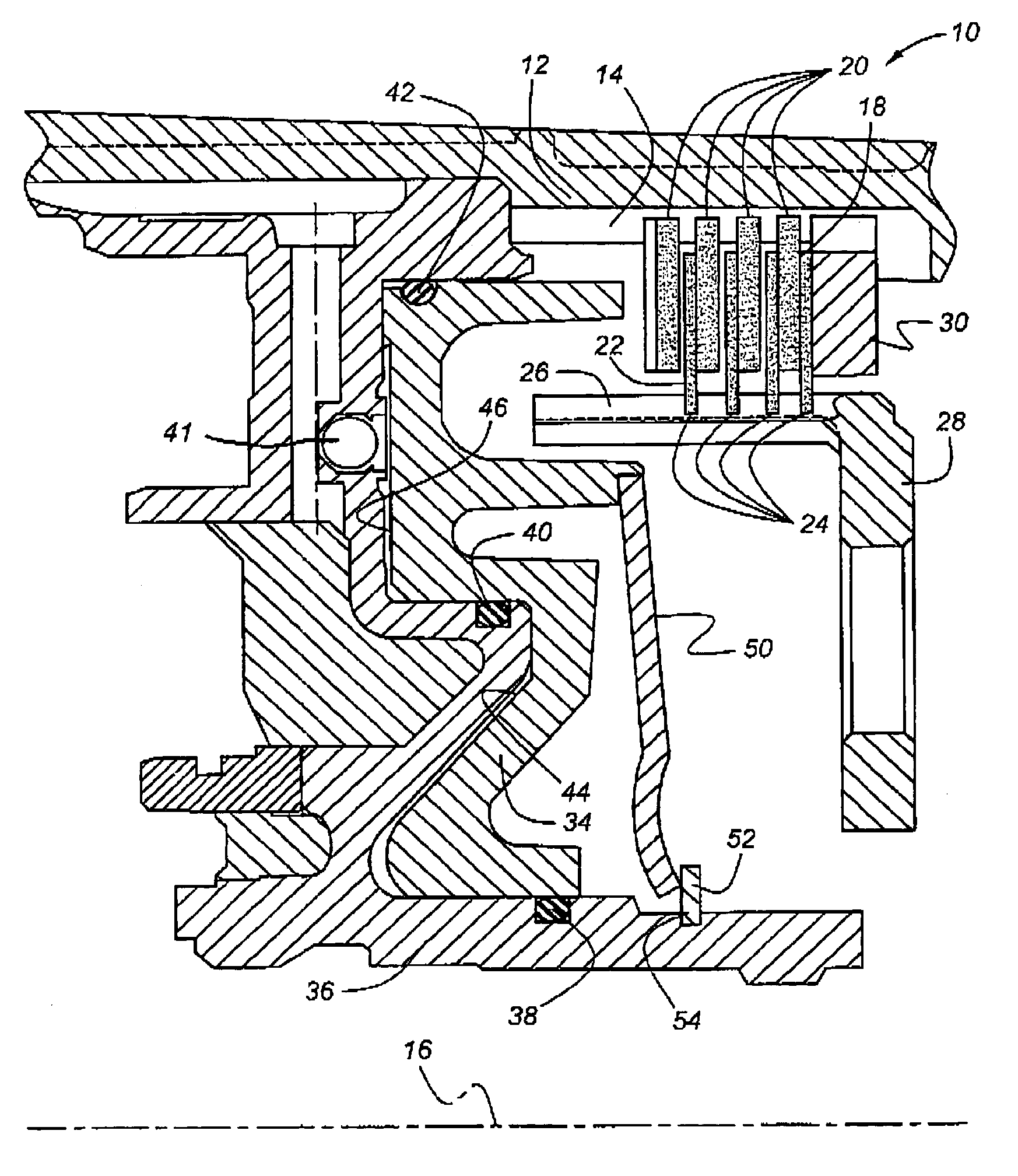 Dual area piston for transmission clutch and sequential control therefor