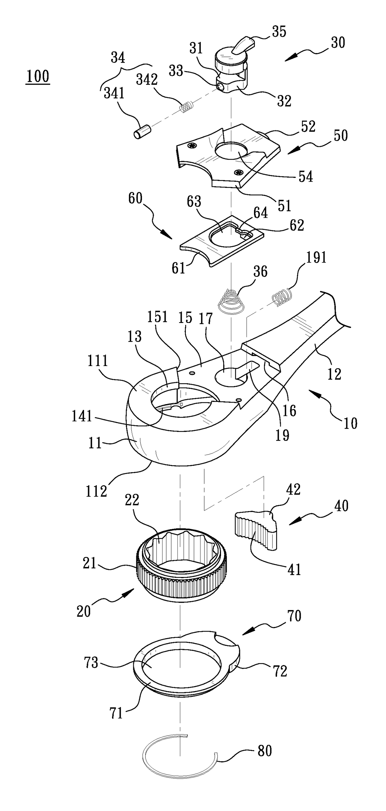 Ratchet wrench with efficient driver changing function