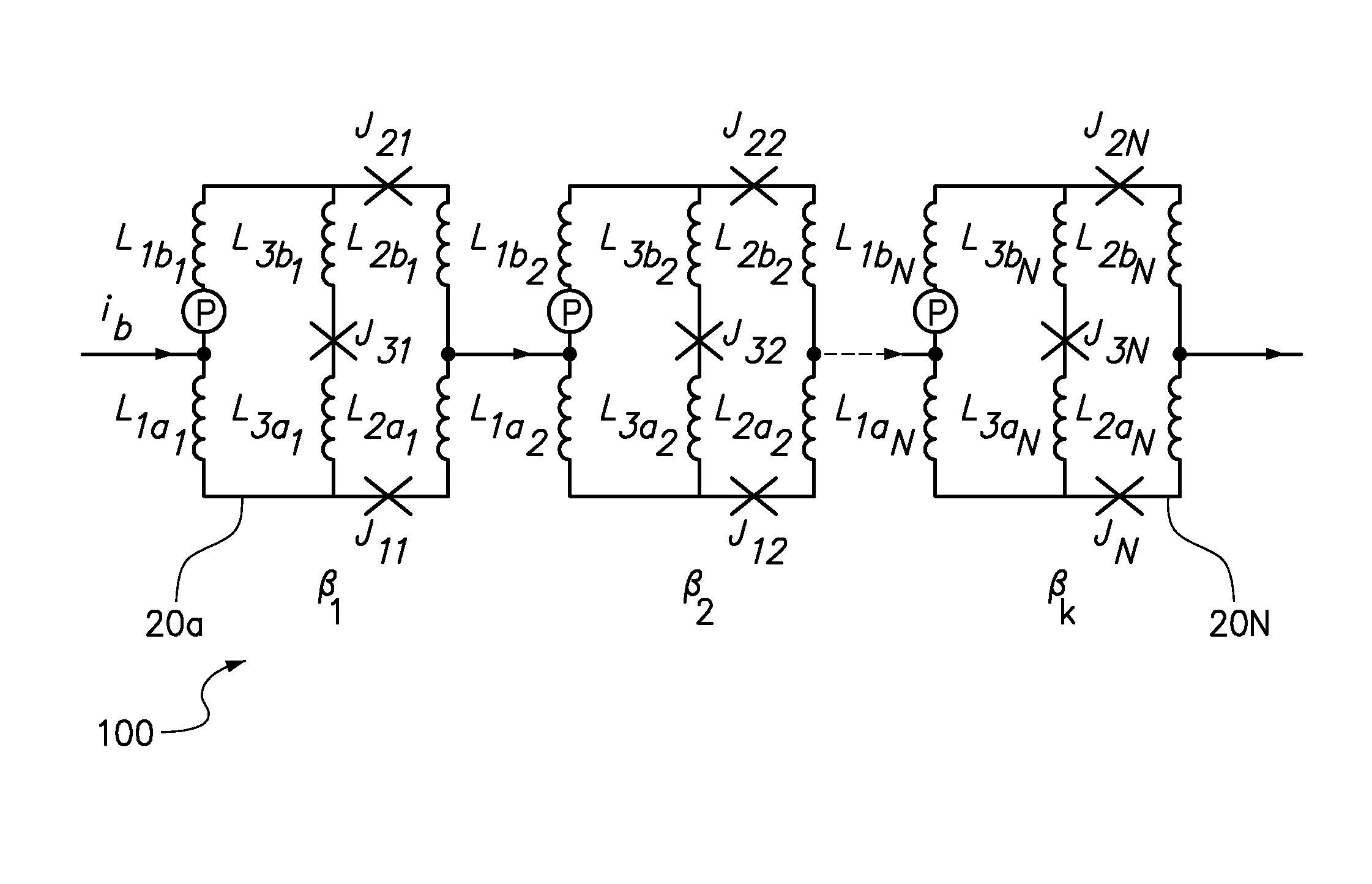 Linear voltage response of non-uniform arrays of bi-SQUIDs
