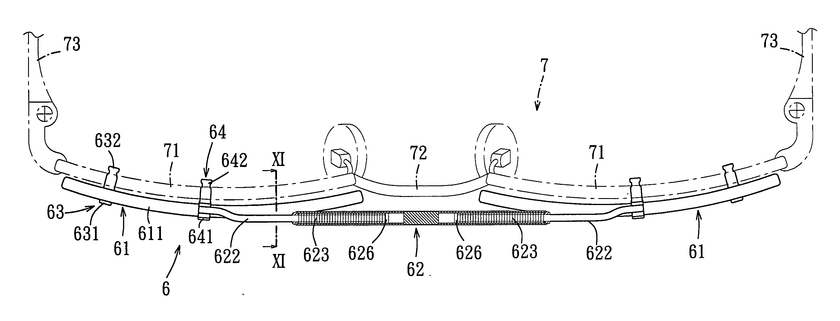 Auxiliary eyeglasses with two aligned springs for biasing two lens units to move relative to each other