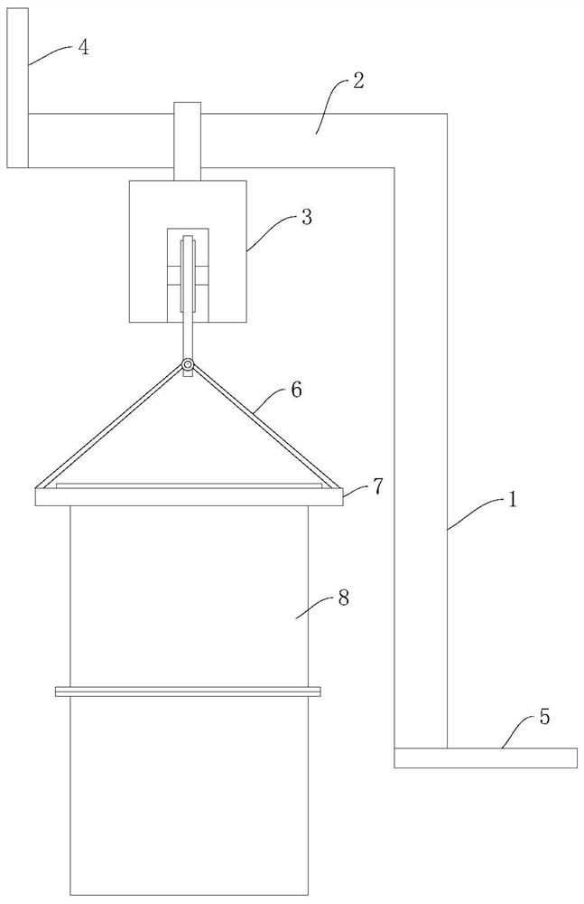Device for installing air pipe in narrow vertical shaft and hoisting method