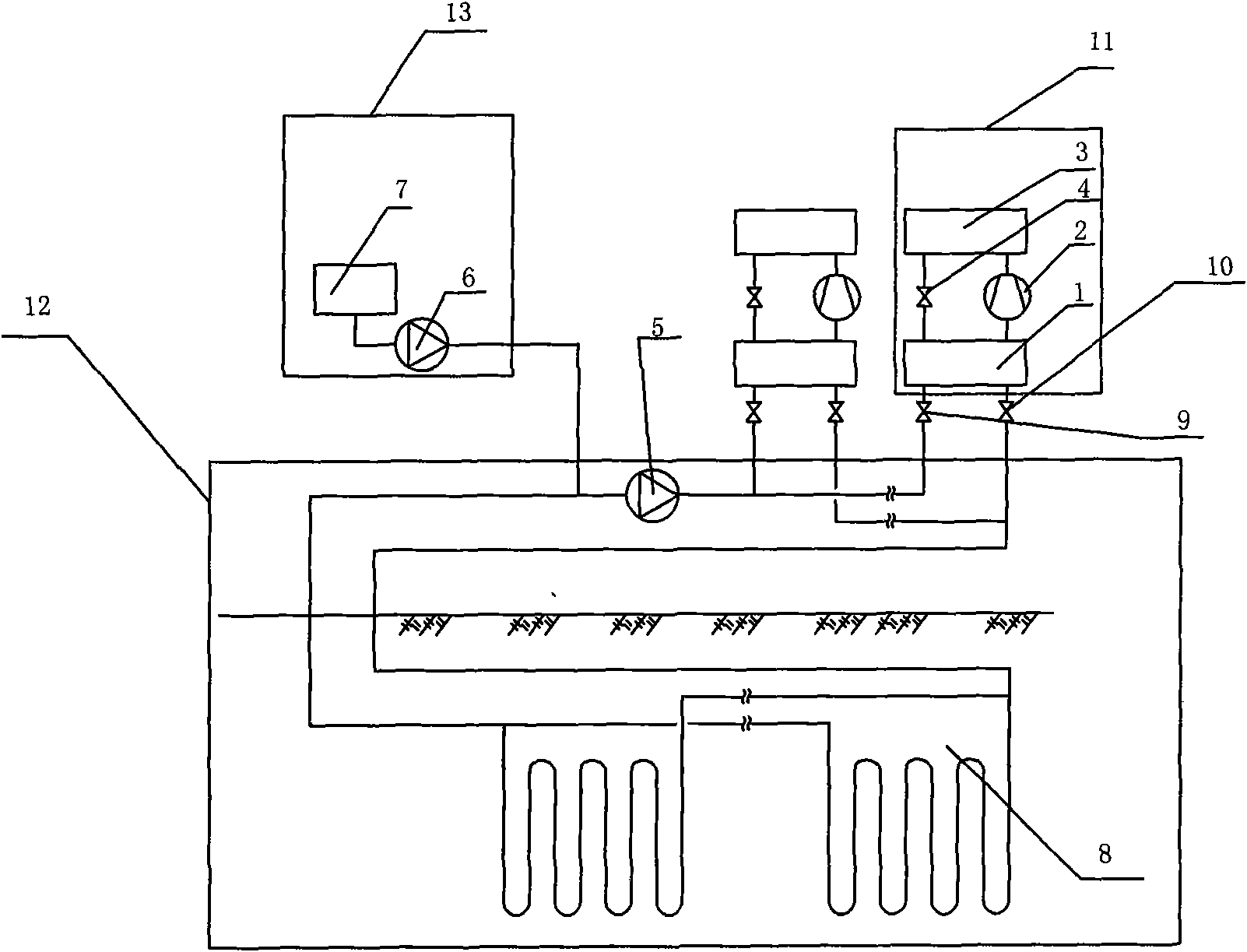 Ground source heat pump system for recovering heat of wind in tunnel