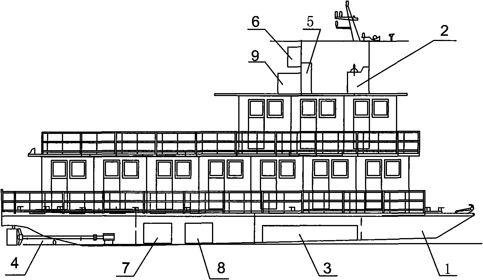 Oil-electric combined charge long-distance all-electric ship with storage battery