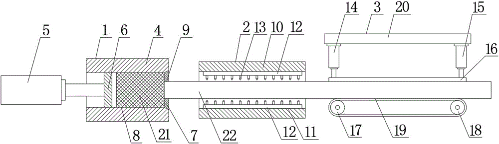 Molding production line for aluminum alloy profile and molding technology of aluminum alloy profile