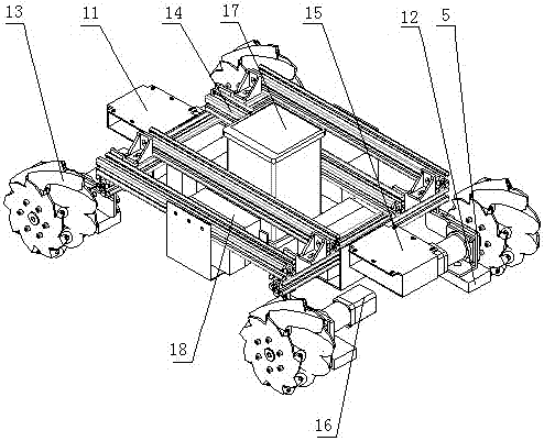 Radiation source end robot for digital flat panel ray detection based on mecanum wheel