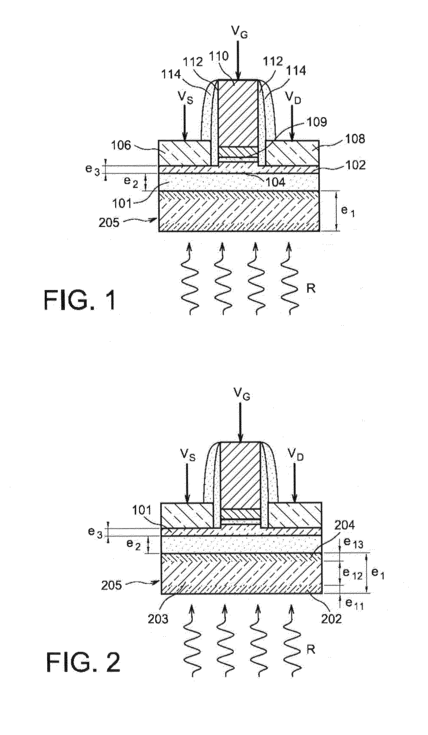 UTBB CMOS imager having a diode junction in a photosensitive area thereof