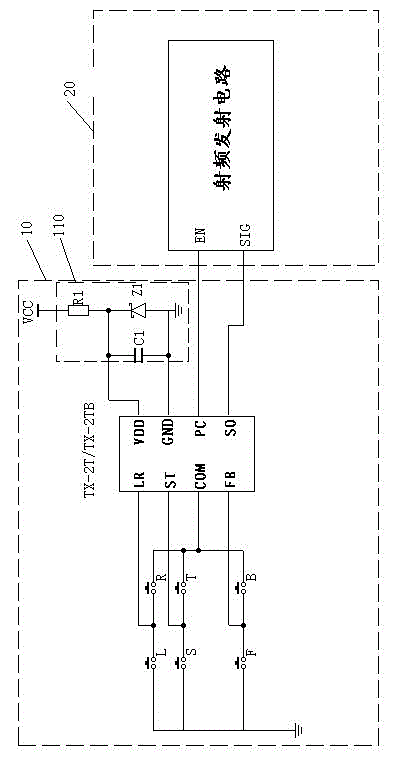 Wireless remote control encoder chip and application circuit thereof