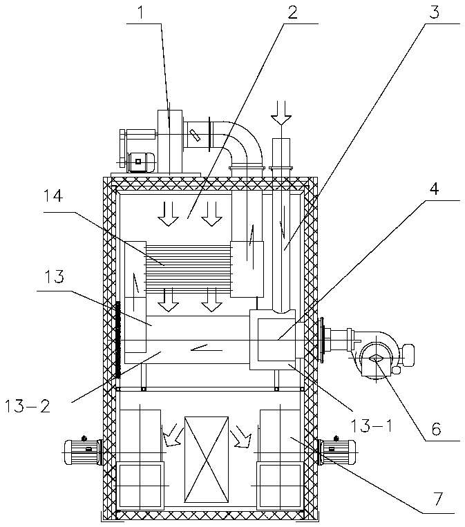 Multielement recirculation furnace with function of waste gas backdraft incineration