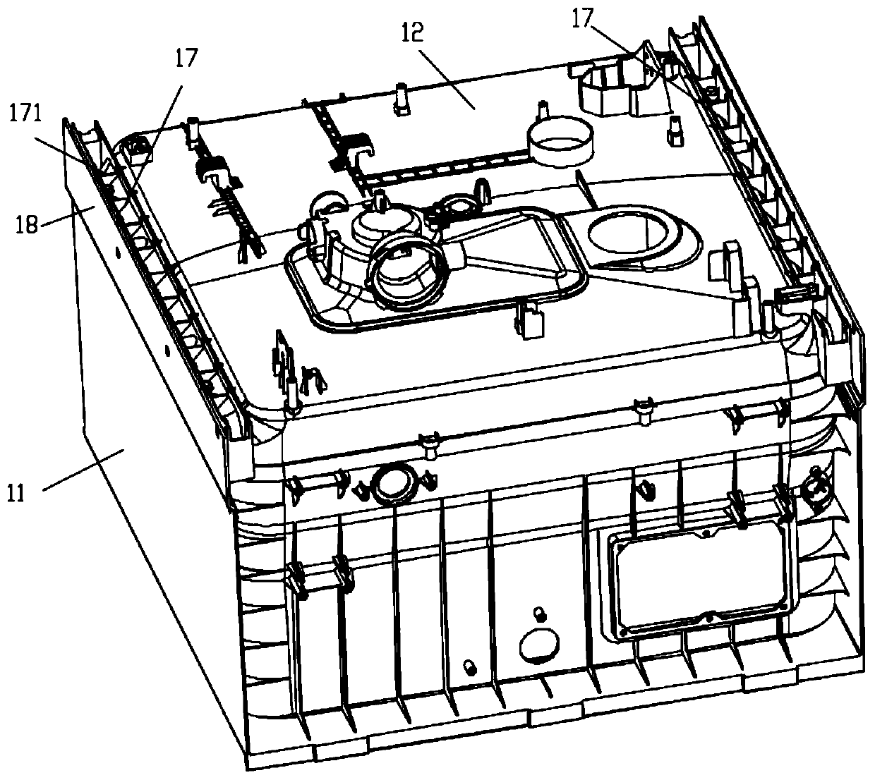 Inner container structure of dish washing machine