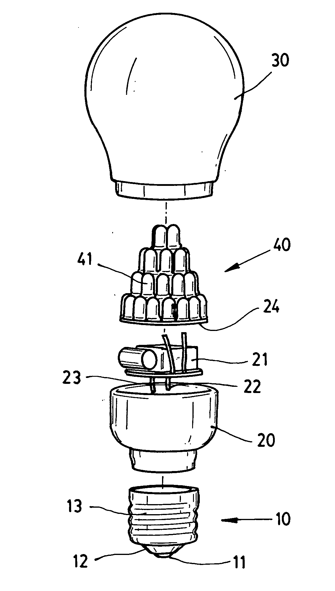 LED bulb with an enlarged irradiation range by arranging led elements in three-dimension