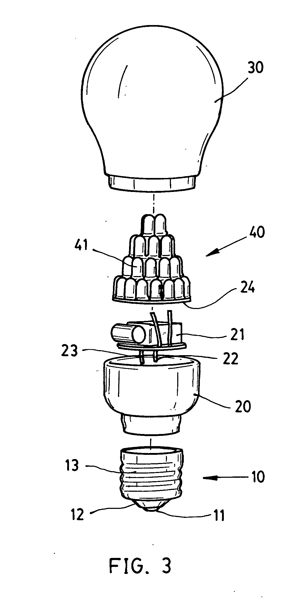 LED bulb with an enlarged irradiation range by arranging led elements in three-dimension