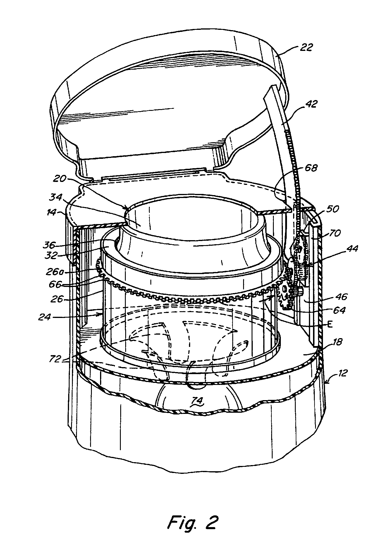 Waste disposal device including rotating cartridge coupled to lid