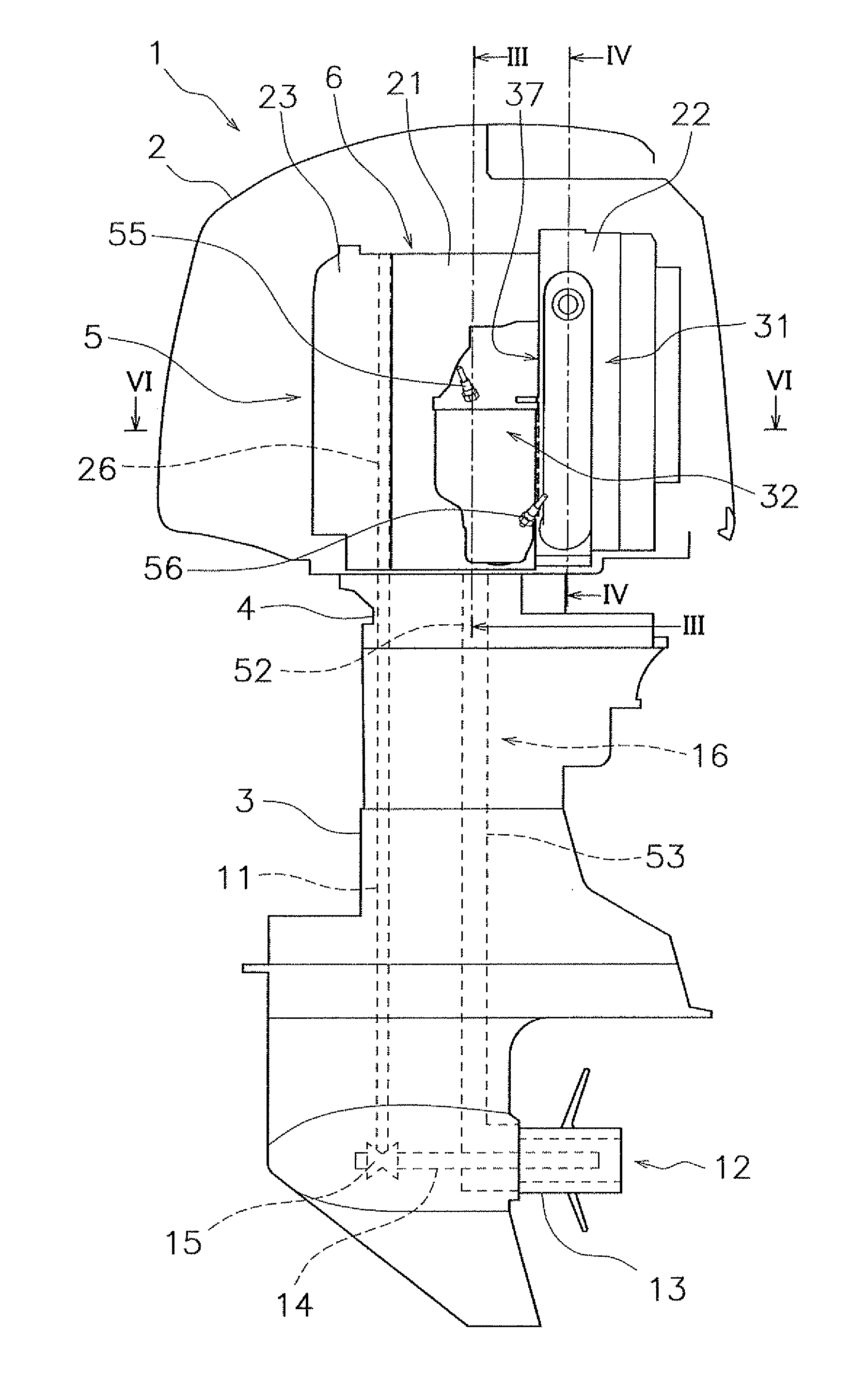 Retaining structure for honeycomb structure and marine propulsion device