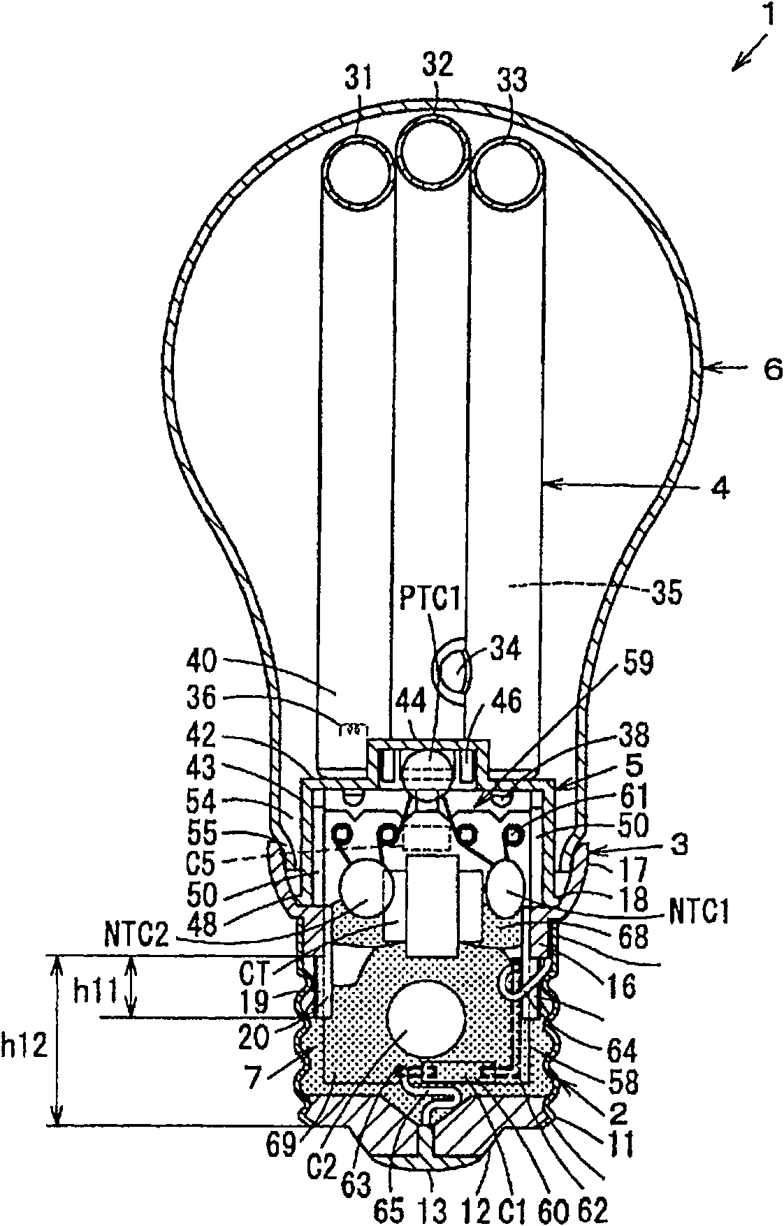 Bulb type fluorescent lamp and illuminator