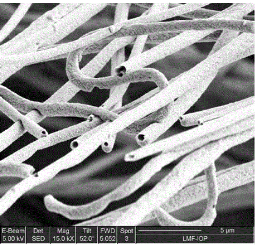 Hollow structure indium oxide nanometer fiber preparation method