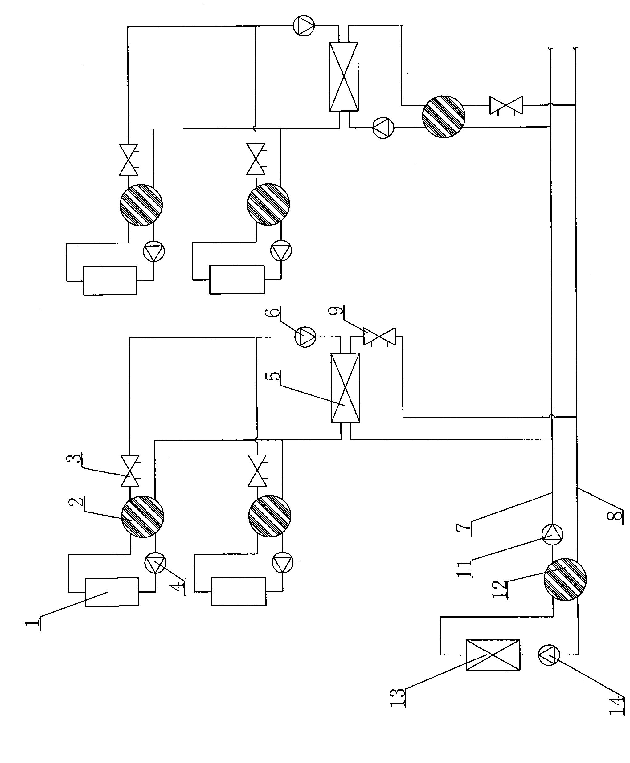 Arrangement method based on dynamic balance unit technology in hot water heating system