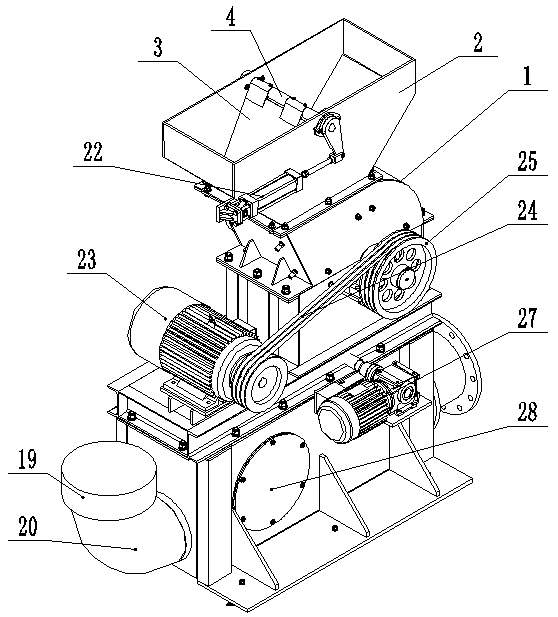 A hammer-cut crushing device for pipeline transportation of solid waste and domestic waste