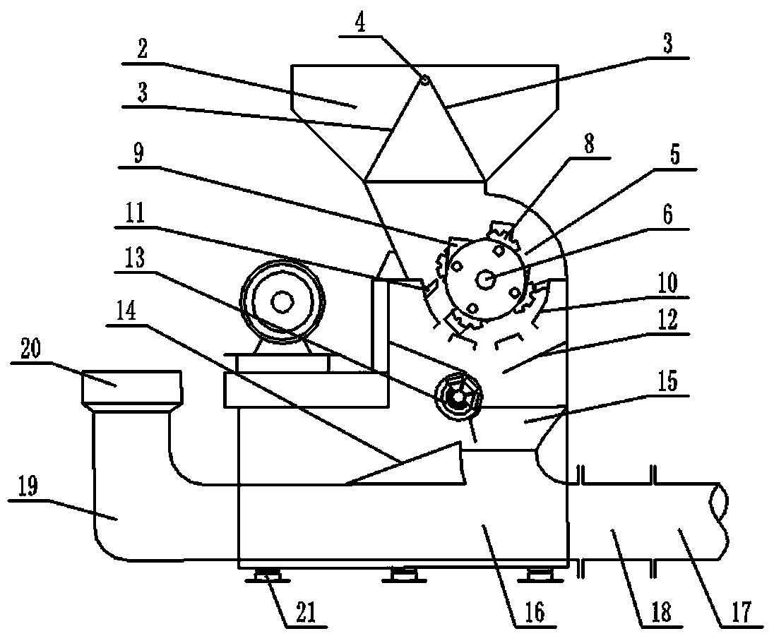 A hammer-cut crushing device for pipeline transportation of solid waste and domestic waste