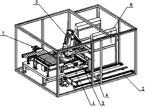 A four-station compact robot palletizing system