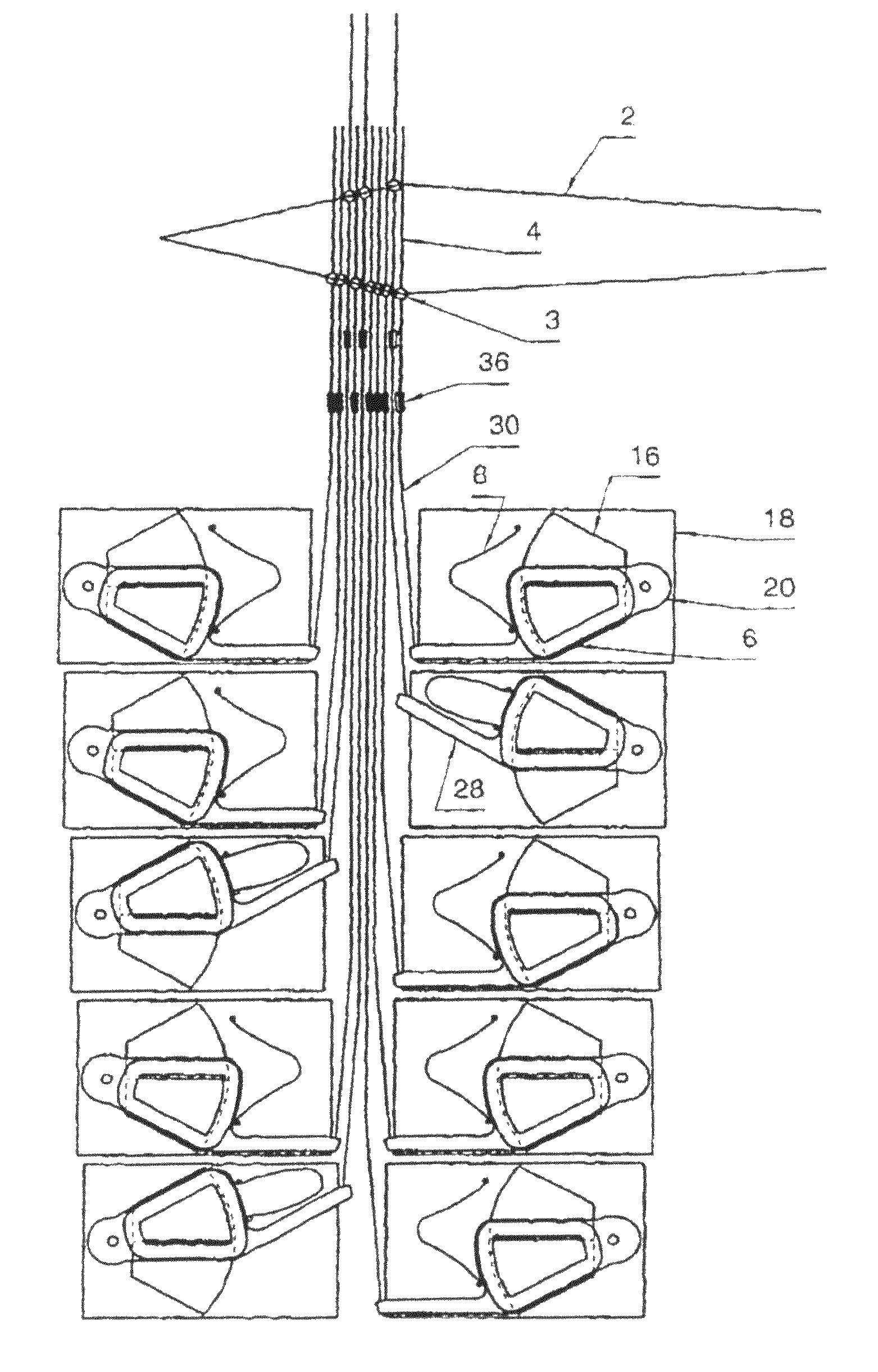 Device for controlling the transverse movement of the warp threads of a textile weaving machine