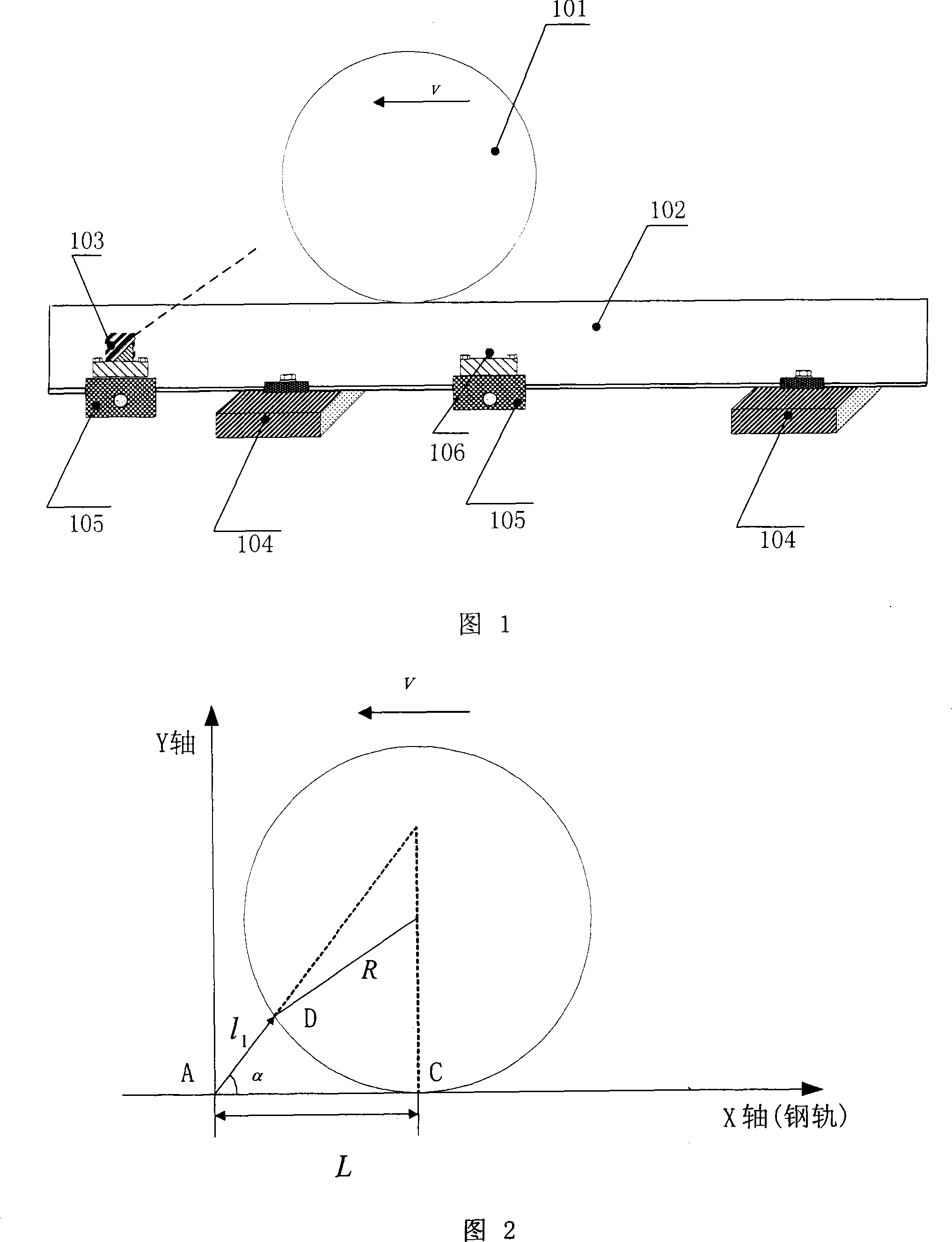 Non-contact type dynamic measuring device and method for wheel diameter based on laser and method thereof