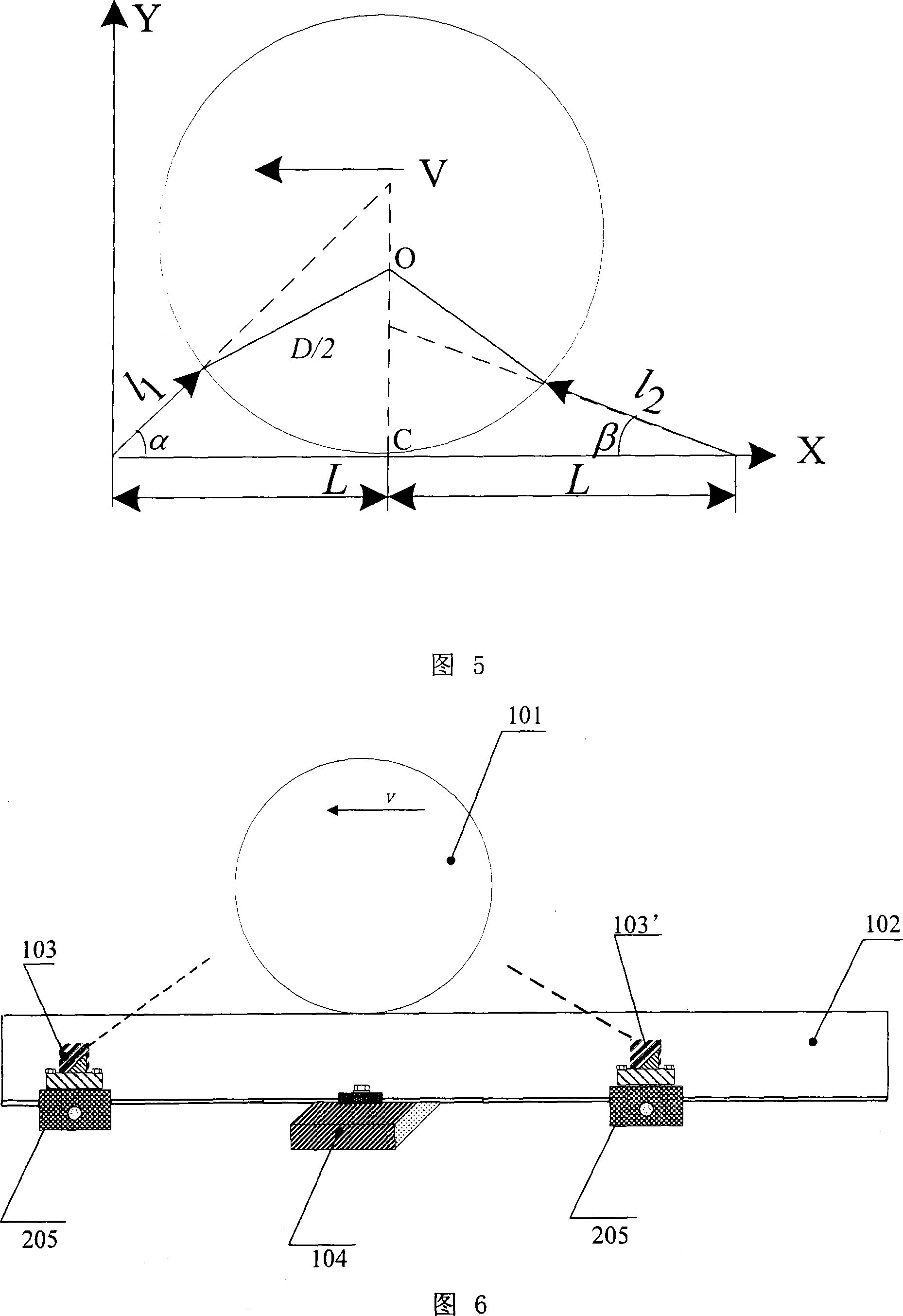Non-contact type dynamic measuring device and method for wheel diameter based on laser and method thereof