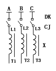 Three-phase compensation dynamic reactive power compensation device