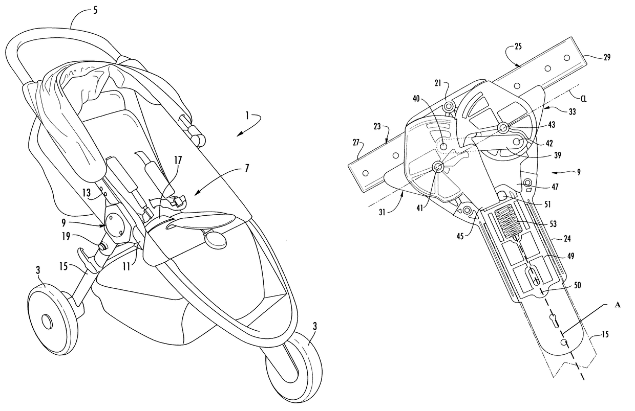 Hinge assembly for folding stroller