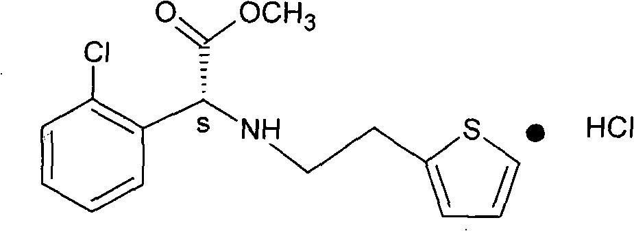 Anti-racemization preparation method of D-(+)-alpha-(2-thienylethamino)-alpha-(2-chlorophenyl) acetate hydrochloride