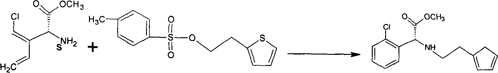 Anti-racemization preparation method of D-(+)-alpha-(2-thienylethamino)-alpha-(2-chlorophenyl) acetate hydrochloride