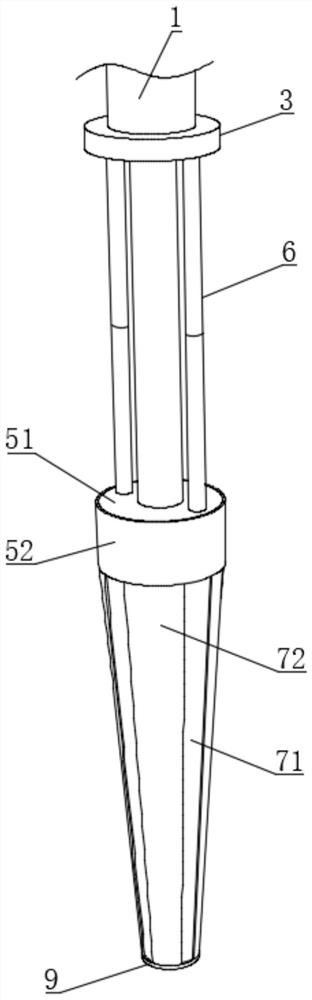 Internal extrusion synchronous backfill type concrete vibrating rod
