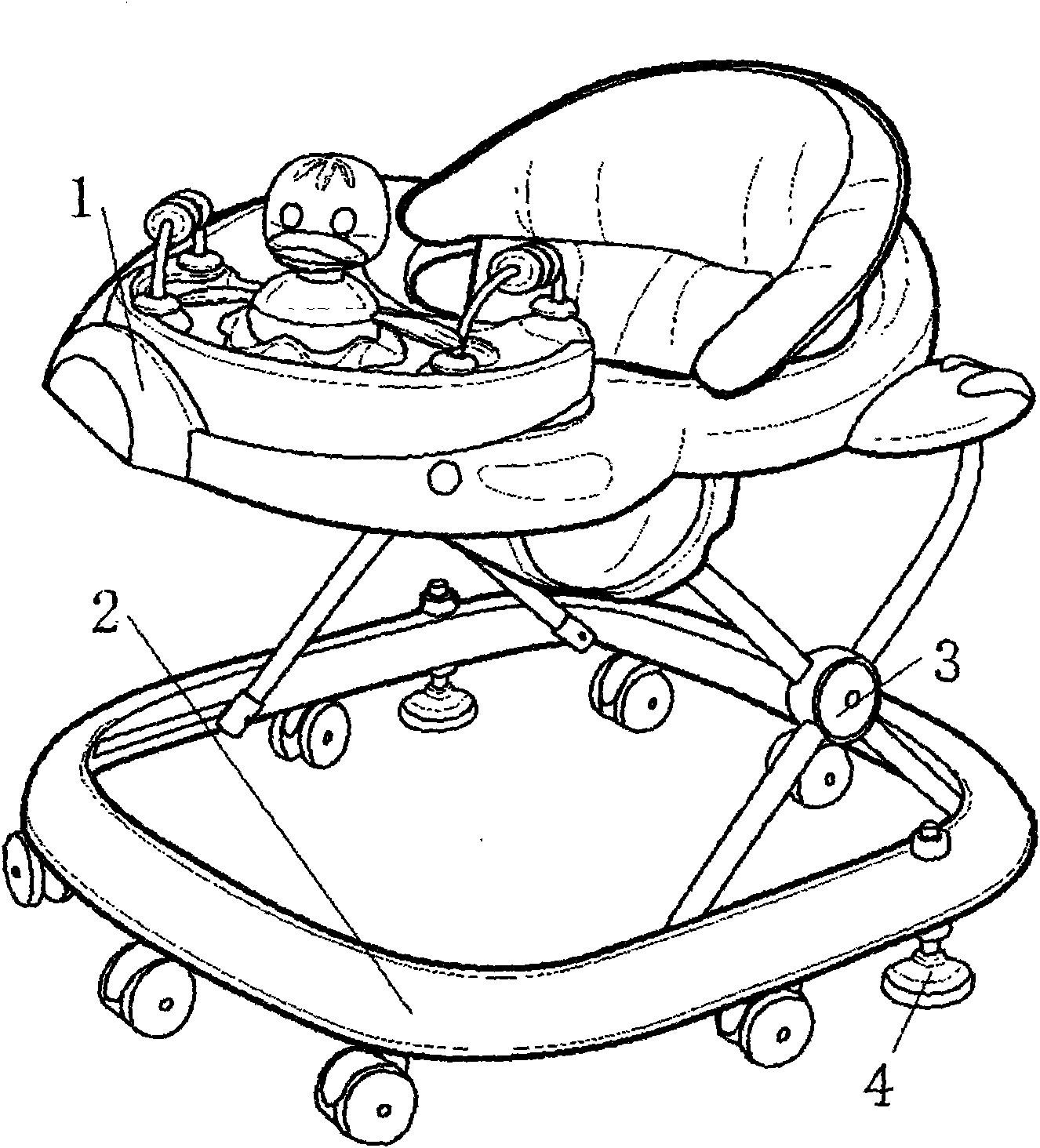 Baby walker with braking structure