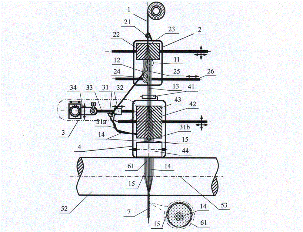 Coaxial tow net composite yarn prepared from tows in different numbers, spinning method and application