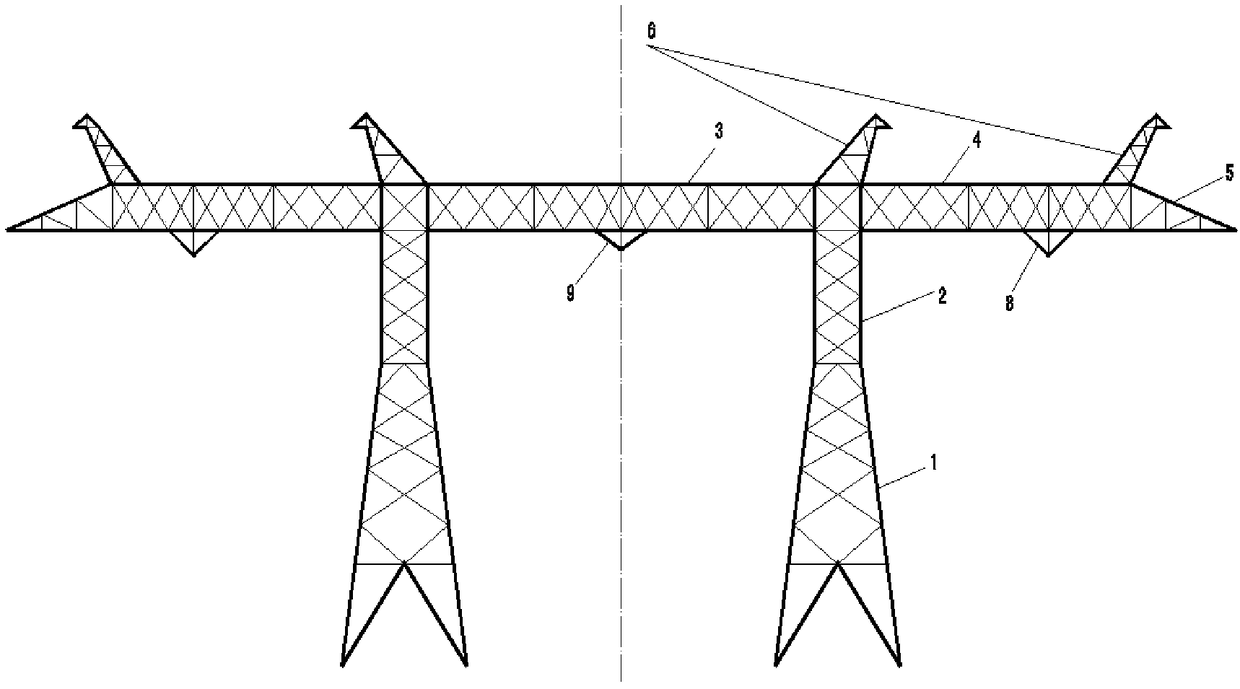 Resisting-tensile tower for double-circuit lines in height permitted region