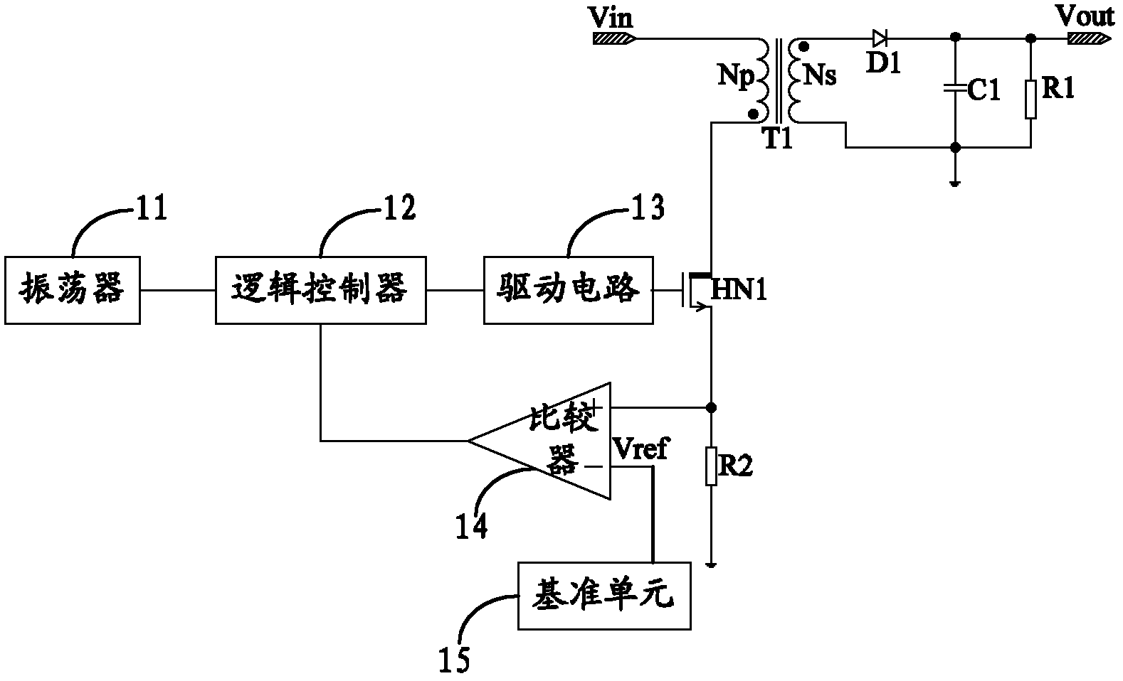 Power compensation circuit and power supply chip of switching power supply