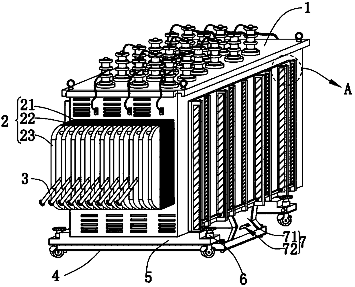 A high-speed railway vehicle-mounted isolation transformer