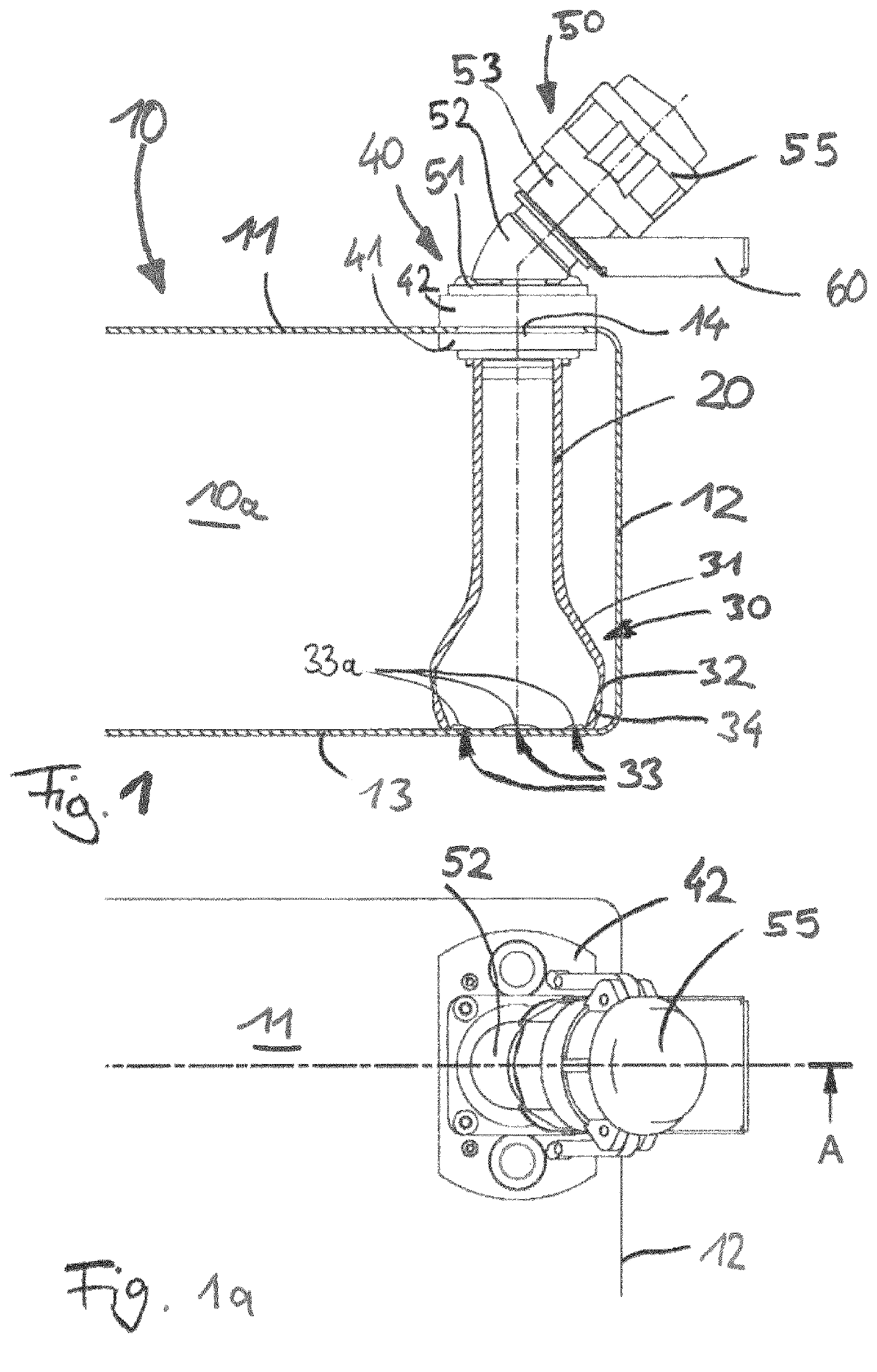 Suction device for a wastewater tank