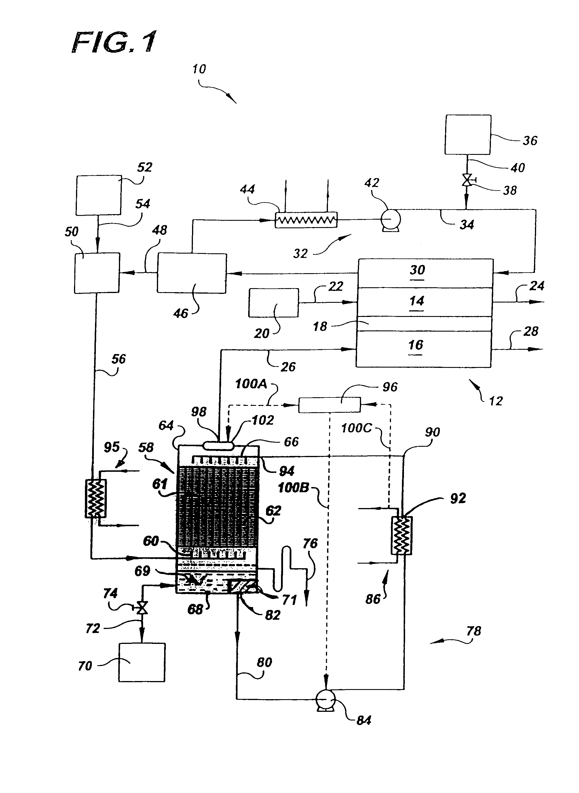 Integrated contaminant separator and water-control loop for a fuel reactant stream