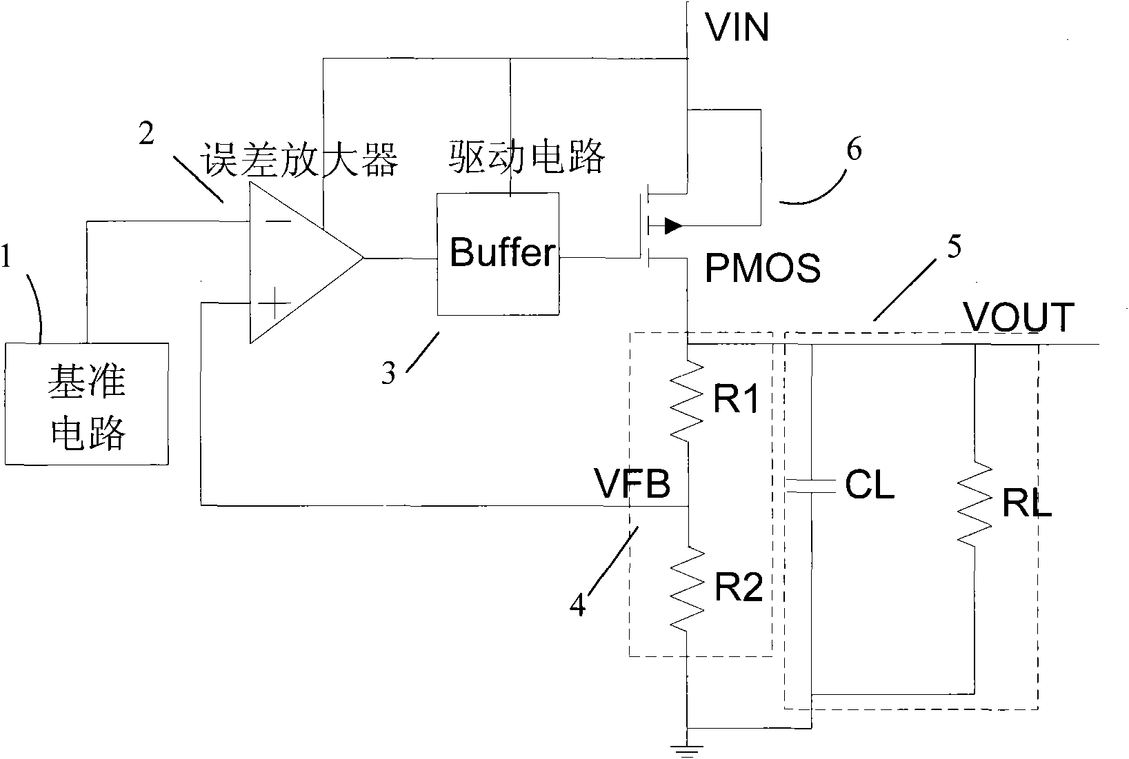 Linear voltage regulator with ultralow differential voltage and strong driving capacity