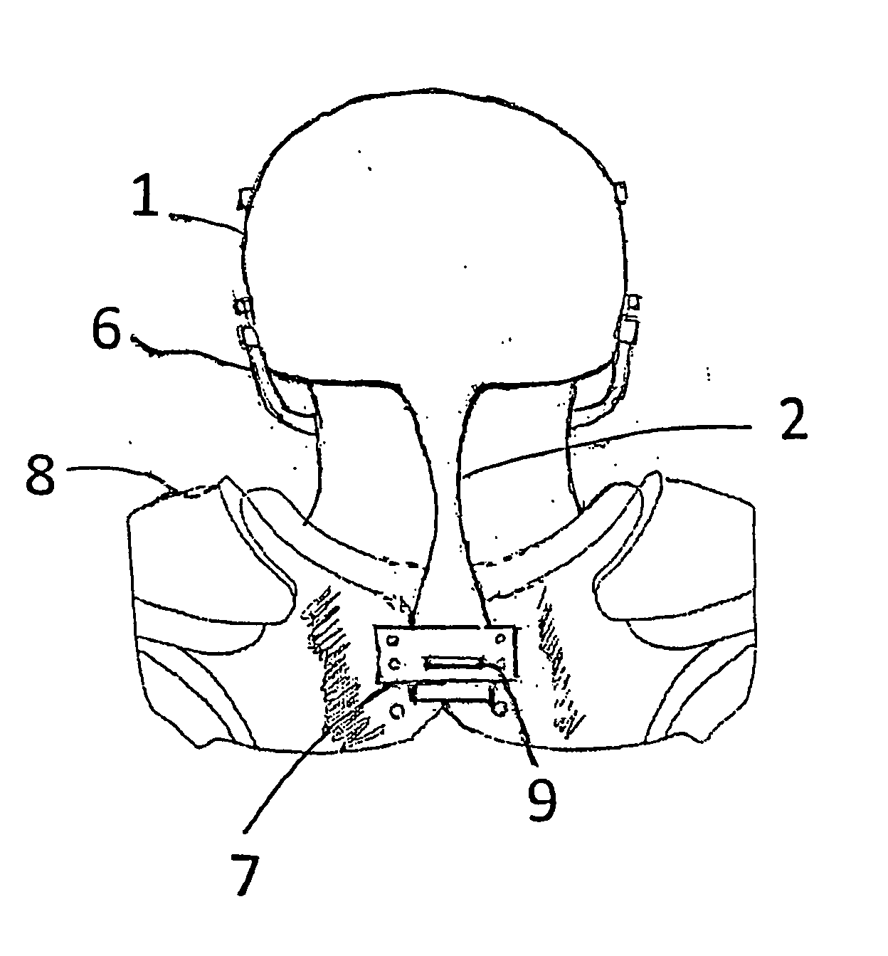 Helmet extension connected to shoulder pad to prevent brain and spine injuries
