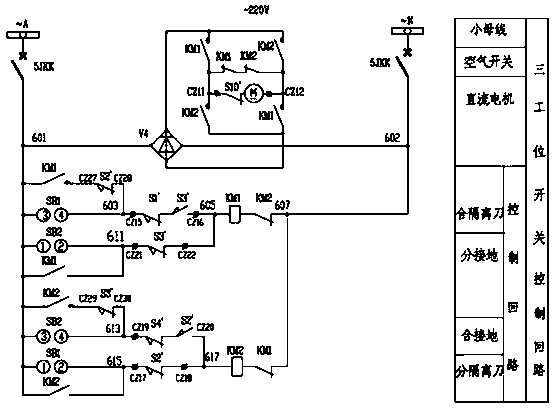 Intelligent substation three-position isolation switch and control loop thereof