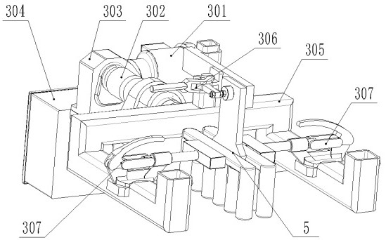 Automatic welding device for intermediate plate of double-row-shaft mold