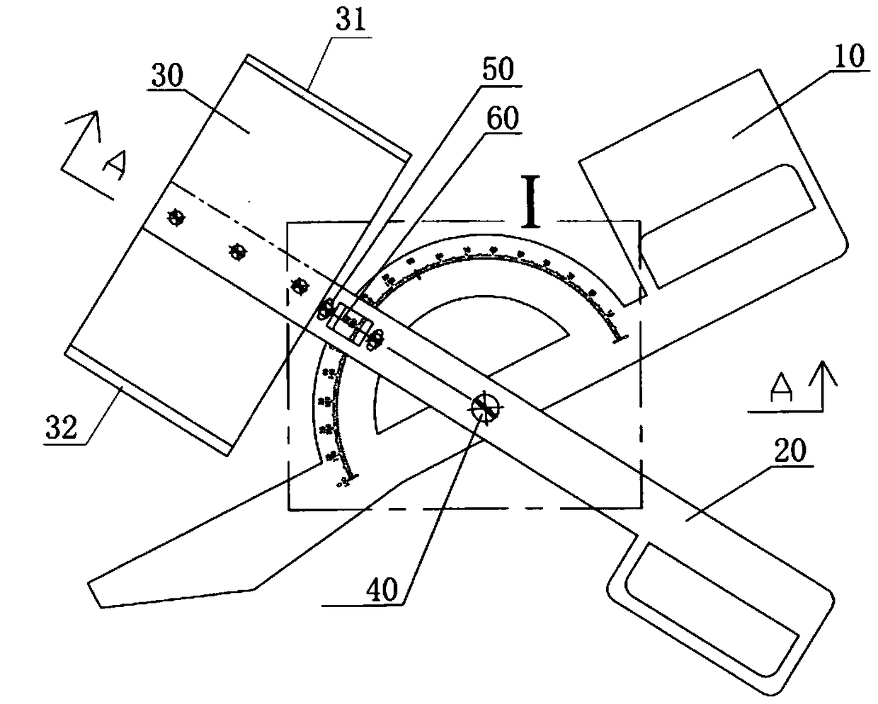 A scissors-type angle measuring device and angle measuring method