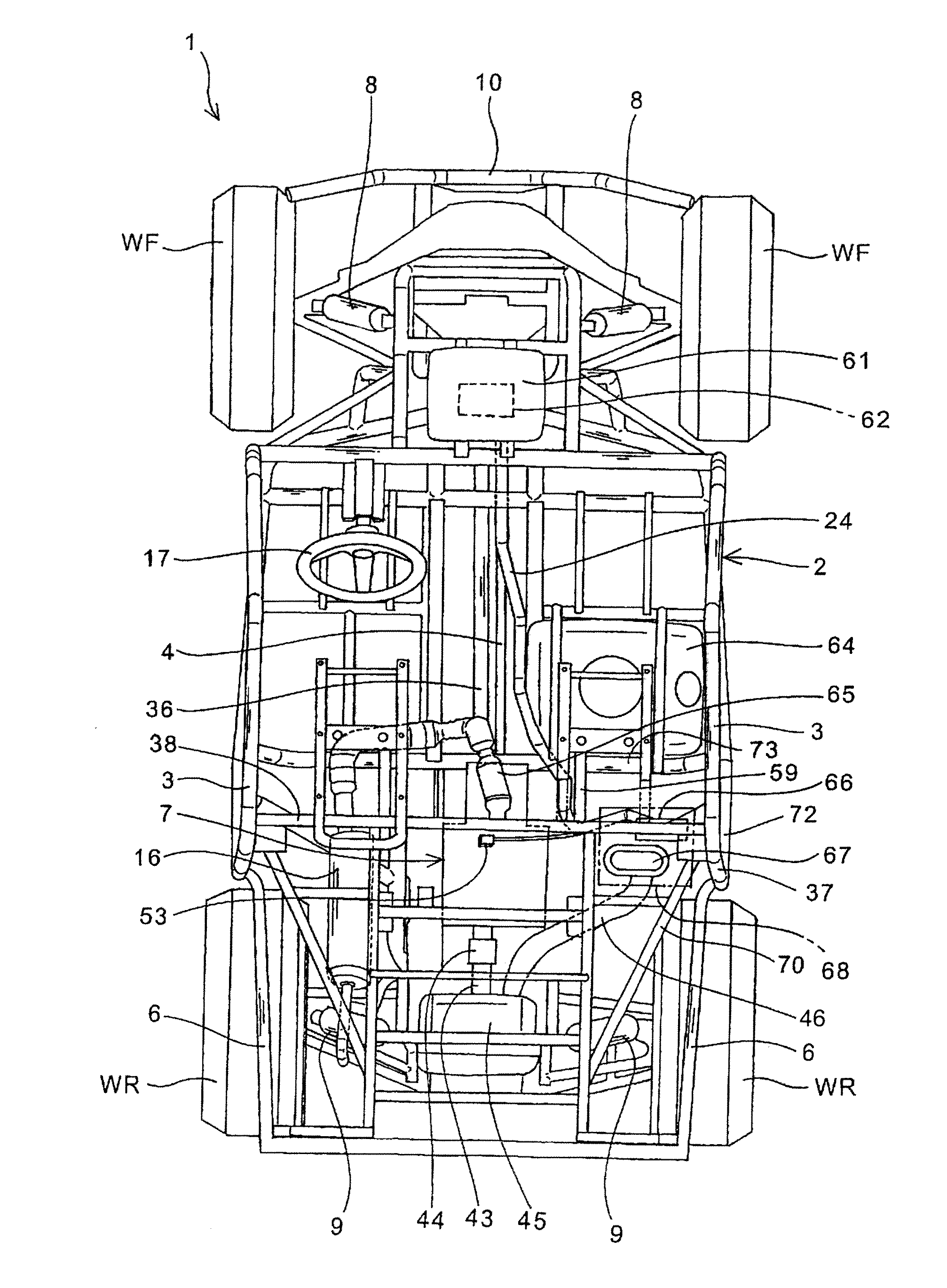 Ecu arrangement structure for a vehicle