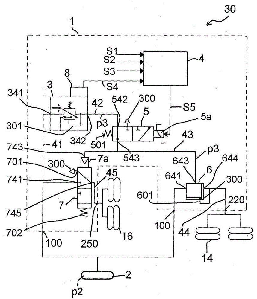 Lift axle control unit for a motor vehicle