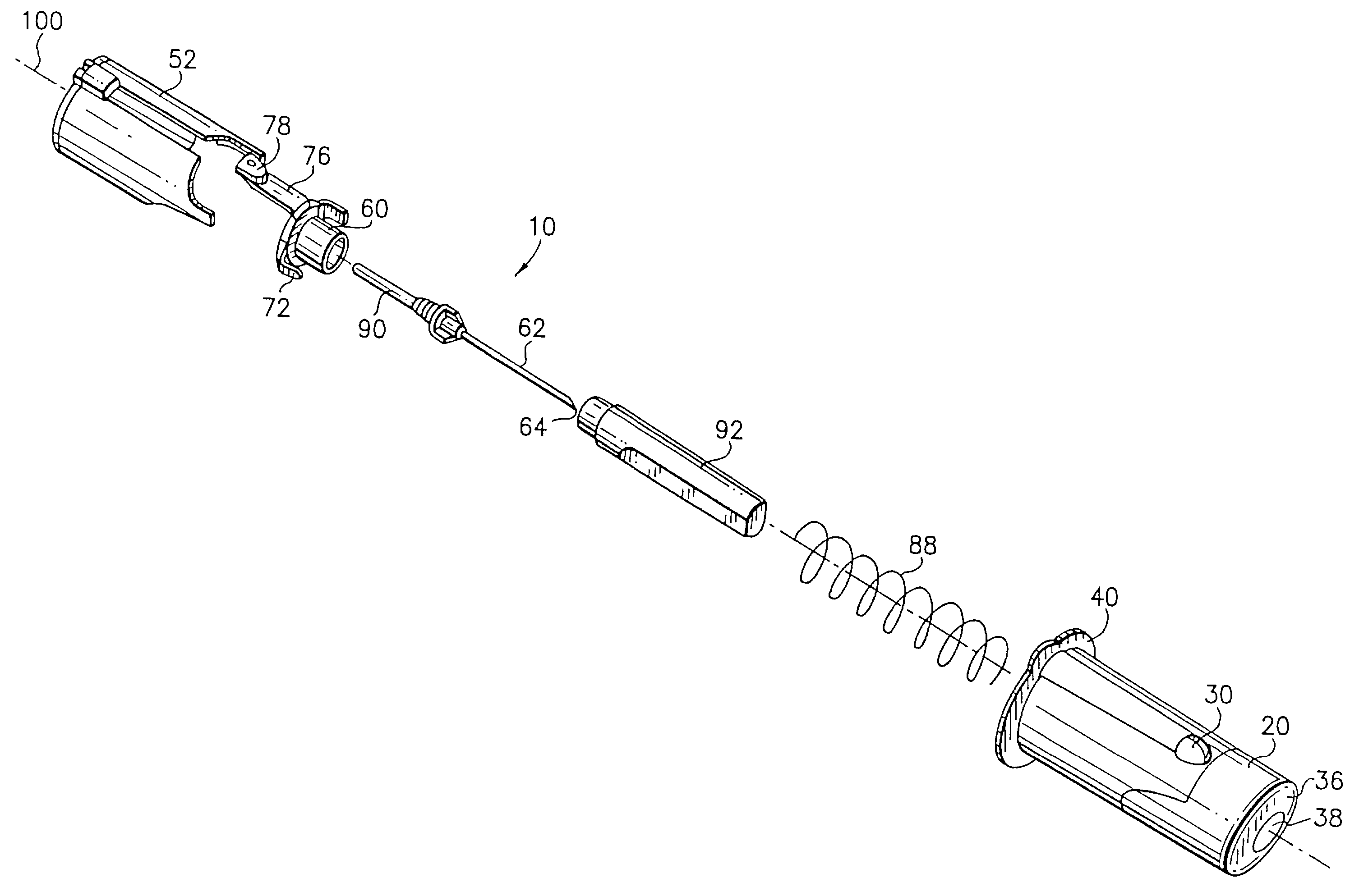 Retracting needle safety device